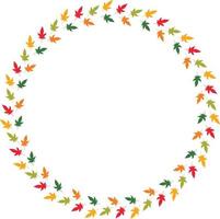 Round frame of horizontal autumn  leaves. Isolated nature frame on white background for your design. vector