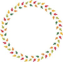 Round frame of horizontal autumn  leaves. Isolated nature frame on white background for your design. vector