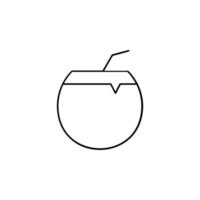 bebida de coco, plantilla de logotipo de ilustración de vector de icono de línea delgada de jugo. adecuado para muchos propósitos.