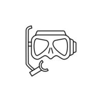 máscara de buceo, esnórquel, traje de baño, esnórquel, plantilla de logotipo de ilustración de vector de icono de línea delgada de buceo. adecuado para muchos propósitos.
