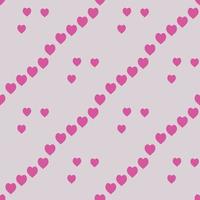 Seamless pattern with cute bright pink hearts on grey background. Vector image.