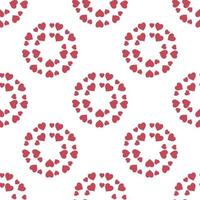 Seamless pattern with cute red hearts on white background. Vector image.