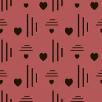 Seamless pattern with exquisite black hearts on red background for plaid, fabric, textile, clothes, tablecloth and other things. Vector image.