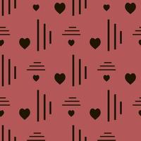 Seamless pattern with exquisite black hearts on red background for plaid, fabric, textile, clothes, tablecloth and other things. Vector image.