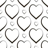 Seamless pattern with exquisite black hearts on white background for plaid, fabric, textile, clothes, tablecloth and other things. Vector image.