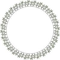 Round frame with green branches. Isolated wreath on white background for your design vector