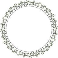 Round frame with green branches. Isolated wreath on white background for your design vector