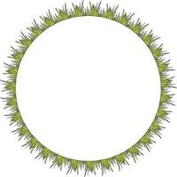 Round frame with green grass. Isolated wreath on white background for your design vector