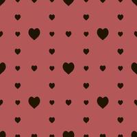 Seamless pattern in simple black hearts on red background for fabric, textile, clothes, tablecloth and other things. Vector image.