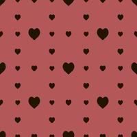 Seamless pattern in simple black hearts on red background for fabric, textile, clothes, tablecloth and other things. Vector image.