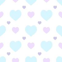 Seamless pattern in simple pastel blue and purple hearts on white background for fabric, textile, clothes, tablecloth and other things. Vector image.