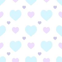 Seamless pattern in simple pastel blue and purple hearts on white background for fabric, textile, clothes, tablecloth and other things. Vector image.