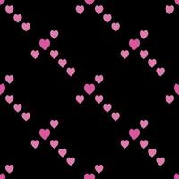 Seamless pattern with exquisite bright pink hearts on black background for plaid, fabric, textile, clothes, tablecloth and other things. Vector image.