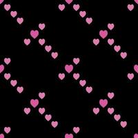 Seamless pattern with exquisite bright pink hearts on black background for plaid, fabric, textile, clothes, tablecloth and other things. Vector image.