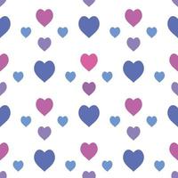 Seamless pattern with exquisite violet, blue and pink hearts on white background for plaid, fabric, textile, clothes, tablecloth and other things. Vector image.