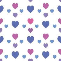 Seamless pattern with exquisite violet, blue and pink hearts on white background for plaid, fabric, textile, clothes, tablecloth and other things. Vector image.