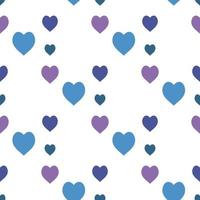 Seamless pattern with great blue and violet hearts on white background for plaid, fabric, textile, clothes, tablecloth and other things. Vector image.