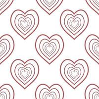 Seamless pattern with great positive red hearts on white background for plaid, fabric, textile, clothes, tablecloth and other things. Vector image.