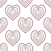 Seamless pattern with great positive red hearts on white background for plaid, fabric, textile, clothes, tablecloth and other things. Vector image.