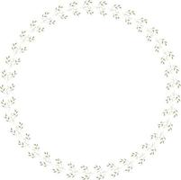 Round frame of horizontal elegant  leaves and decorative elements. Isolated nature frame on white background for your design. vector