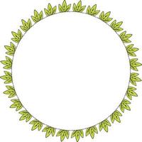 Round frame with bright green leaves. Isolated wreath on white background for your design vector