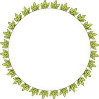 Round frame with bright green leaves. Isolated wreath on white background for your design vector