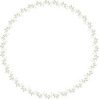 Round frame of vertical elegant  leaves and decorative elements. Isolated nature frame on white background for your design. vector