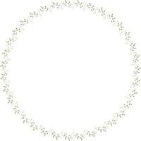 Round frame of vertical elegant  leaves and decorative elements. Isolated nature frame on white background for your design. vector