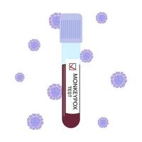 A test tube with the blood of a person with monkeypox. Positive test for the virus. Vector illustration.