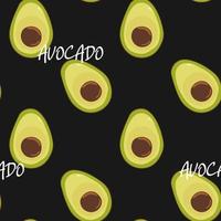 Seamless pattern with juicy avocado slices on a black background. Abstract seamless pattern with avocado. For textiles, wallpaper or packaging. vector