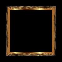 Gold frame art deco grunge. Square textured gold frame on black background. To decorate the background for photos, packaging, labels or cards. Decorative border for decoration. vector