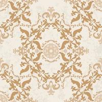 Vegetal monochrome retro pattern in beige. Vintage texture pattern. Seamless damask pattern. Vector illustration. For wallpaper, textile, tile or wrapping paper.