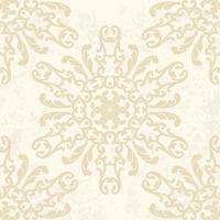 Elegant beige background in circular ornament and grunge. Seamless vintage print with damask pattern. For textiles, wallpaper, tiles or packaging. vector