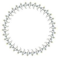 Round frame with beautiful vertical chamomile on white background. Isolated floral frame for your design. Vector image.