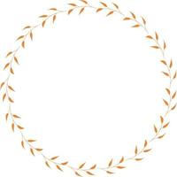 Round frame with horizontal orange branches on white background vector