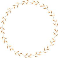 Round frame with horizontal orange branches on white background vector