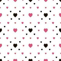 Seamless pattern in stylish creative black and pink hearts on white background for fabric, textile, clothes, tablecloth and other things. Vector image.