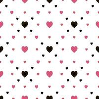 Seamless pattern in stylish creative black and pink hearts on white background for fabric, textile, clothes, tablecloth and other things. Vector image.