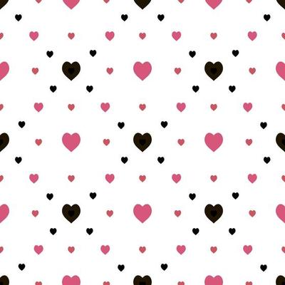 Seamless pattern in stylish creative black and pink hearts on white background for fabric, textile, clothes, tablecloth and other things. Vector image.