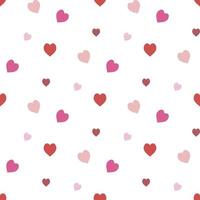 Seamless pattern in stylish creative red and pink  hearts on white background for fabric, textile, clothes, tablecloth and other things. Vector image.
