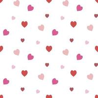 Seamless pattern in stylish creative red and pink  hearts on white background for fabric, textile, clothes, tablecloth and other things. Vector image.