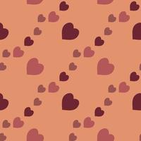 Seamless pattern with charming dark red hearts on orange background for plaid, fabric, textile, clothes, tablecloth and other things. Vector image.