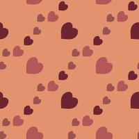 Seamless pattern with charming dark red hearts on orange background for plaid, fabric, textile, clothes, tablecloth and other things. Vector image.