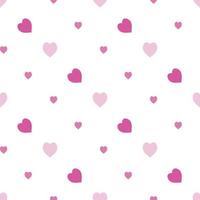 Seamless pattern with cute cold pink hearts on white background. Vector image.