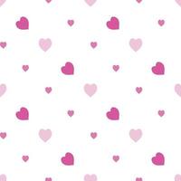 Seamless pattern with cute cold pink hearts on white background. Vector image.