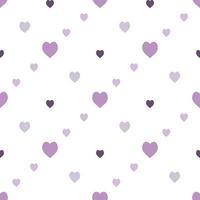 patrón sin costuras con lindos corazones violetas claros y oscuros sobre fondo blanco. imagen vectorial vector