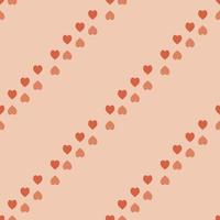 Seamless pattern with cute orange hearts on light orange background. Vector image.
