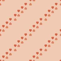 Seamless pattern with cute orange hearts on light orange background. Vector image.