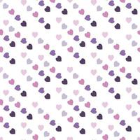 Seamless pattern with cute pink and violet hearts on white background. Vector image.