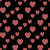 Seamless pattern with exquisite red hearts on black background for plaid, fabric, textile, clothes, tablecloth and other things. Vector image.